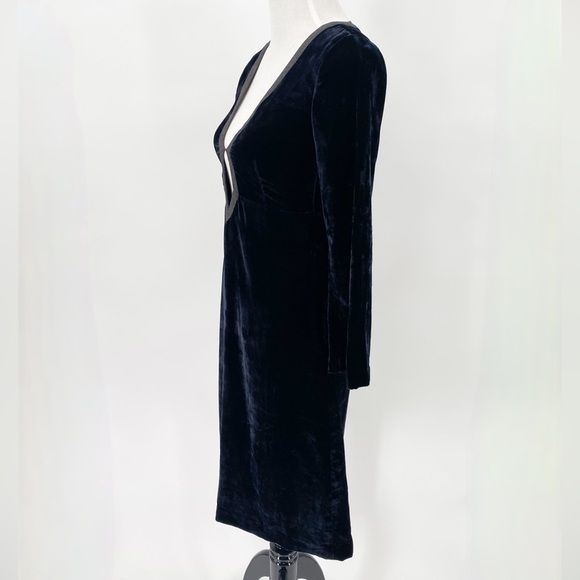 Rouje Jade Crushed Velvet Cutout Long Sleeve Midi Dress Dark Blue 36 / 4 - Picture 3 of 12